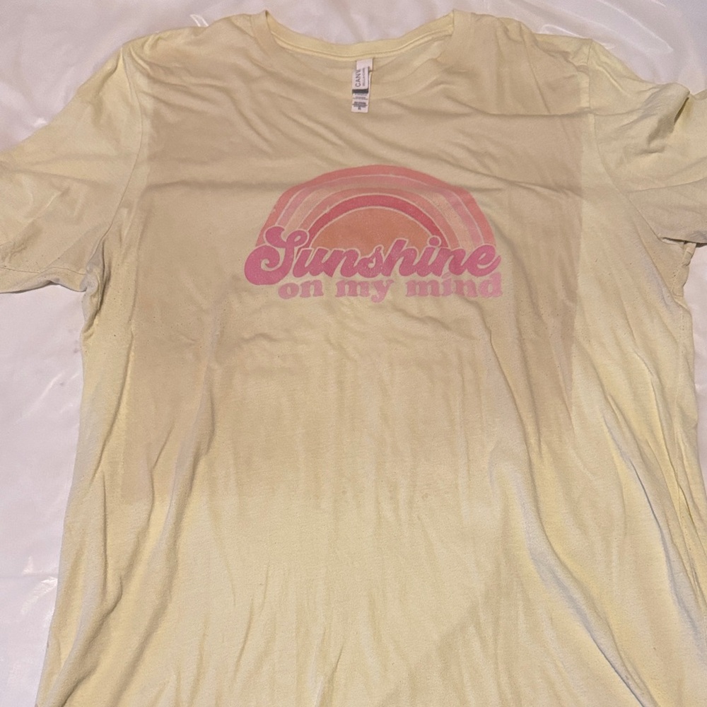 Bella Canvas Yellow Tee with Pink Graphic